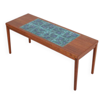 Filigree mid-century teak coffee table with tiles / 1960s / 1970s / Danish modern design