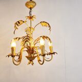 Vintage gilt metal palm chandelier, 1960s