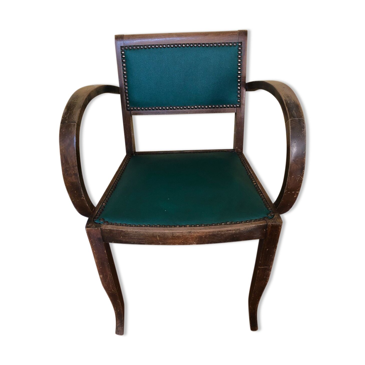 Fauteuil bridge vert années 50