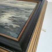 Huile sur Panneau P. Scherer Paysage Marin Clair de Lune