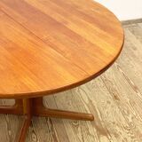 Extendable round mid century teak dining table, 1950s, Denmark