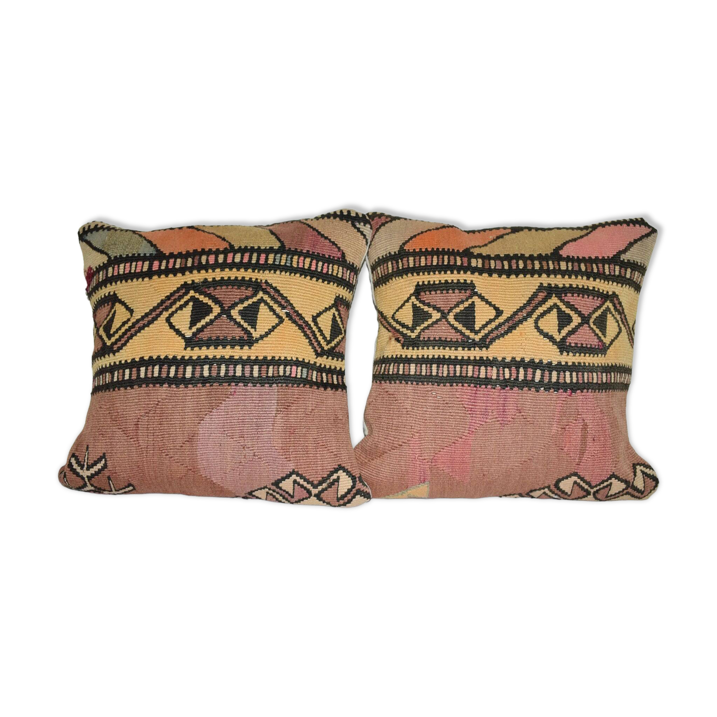 Set of 2 vintage kilim cushion covers 41x41 cm