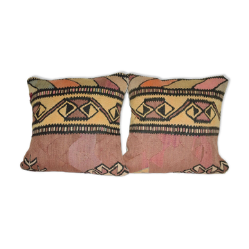 Set of 2 vintage kilim cushion covers 41x41 cm