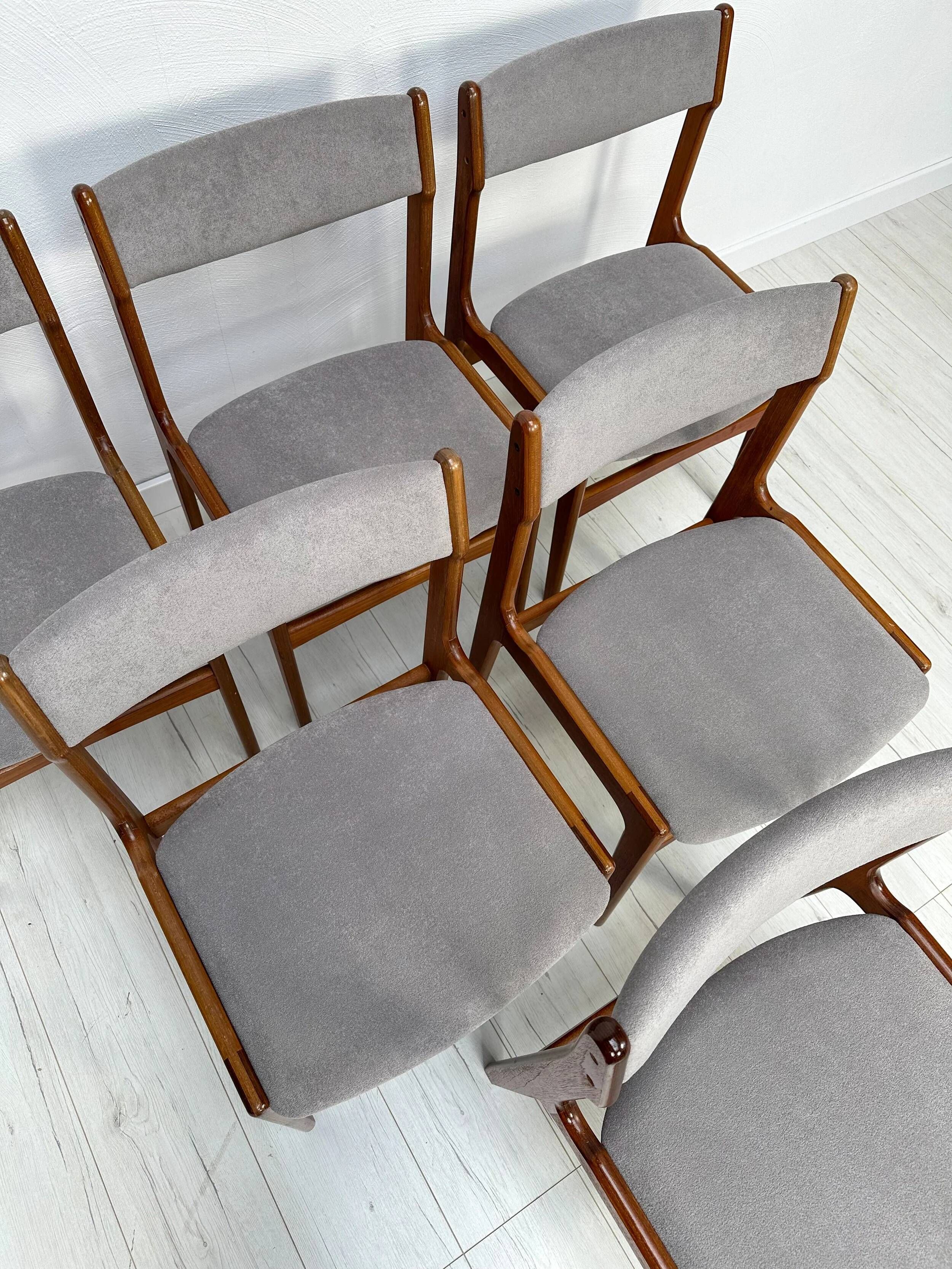 1960s Set of 6 Vintage Danish Teak Dining Chairs by Erik Buch
