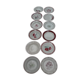 Assortiment de 12 assiettes dominantes rouge et vert