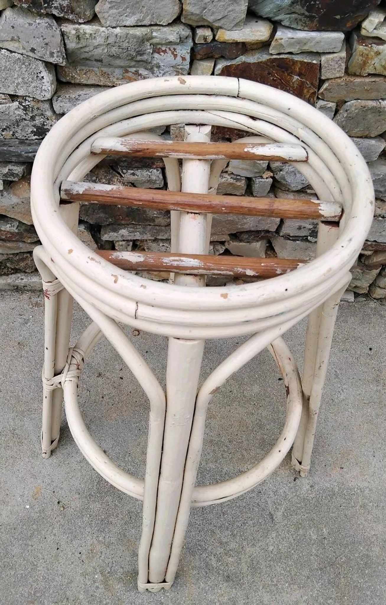 Tabouret De Bar En Rotin Vintage Année 70