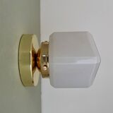 Vintage square globe wall light in white opaline