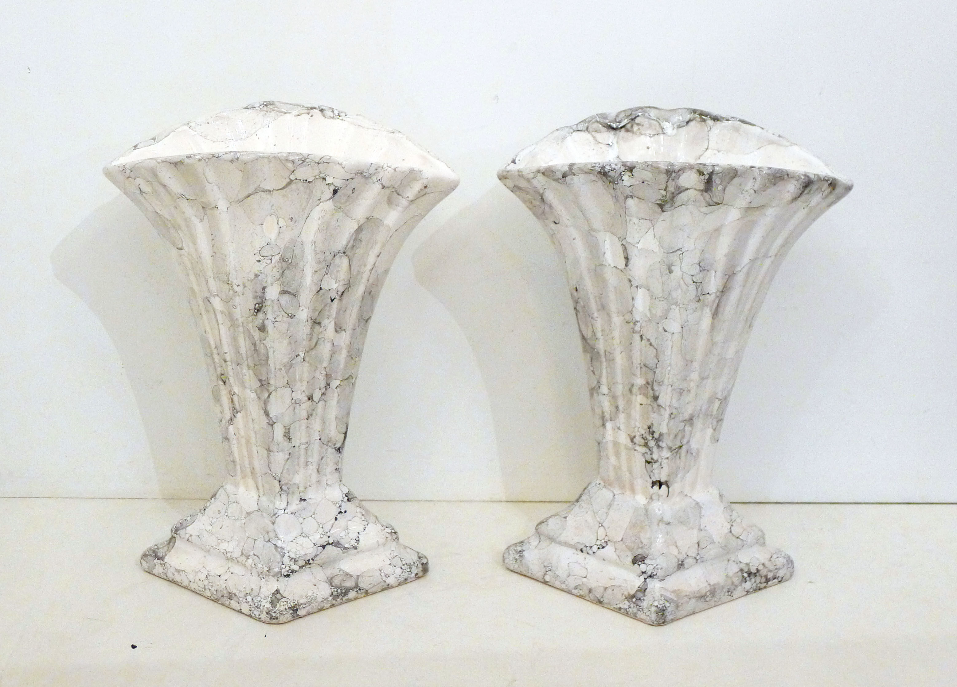 Pair of marble fan vases