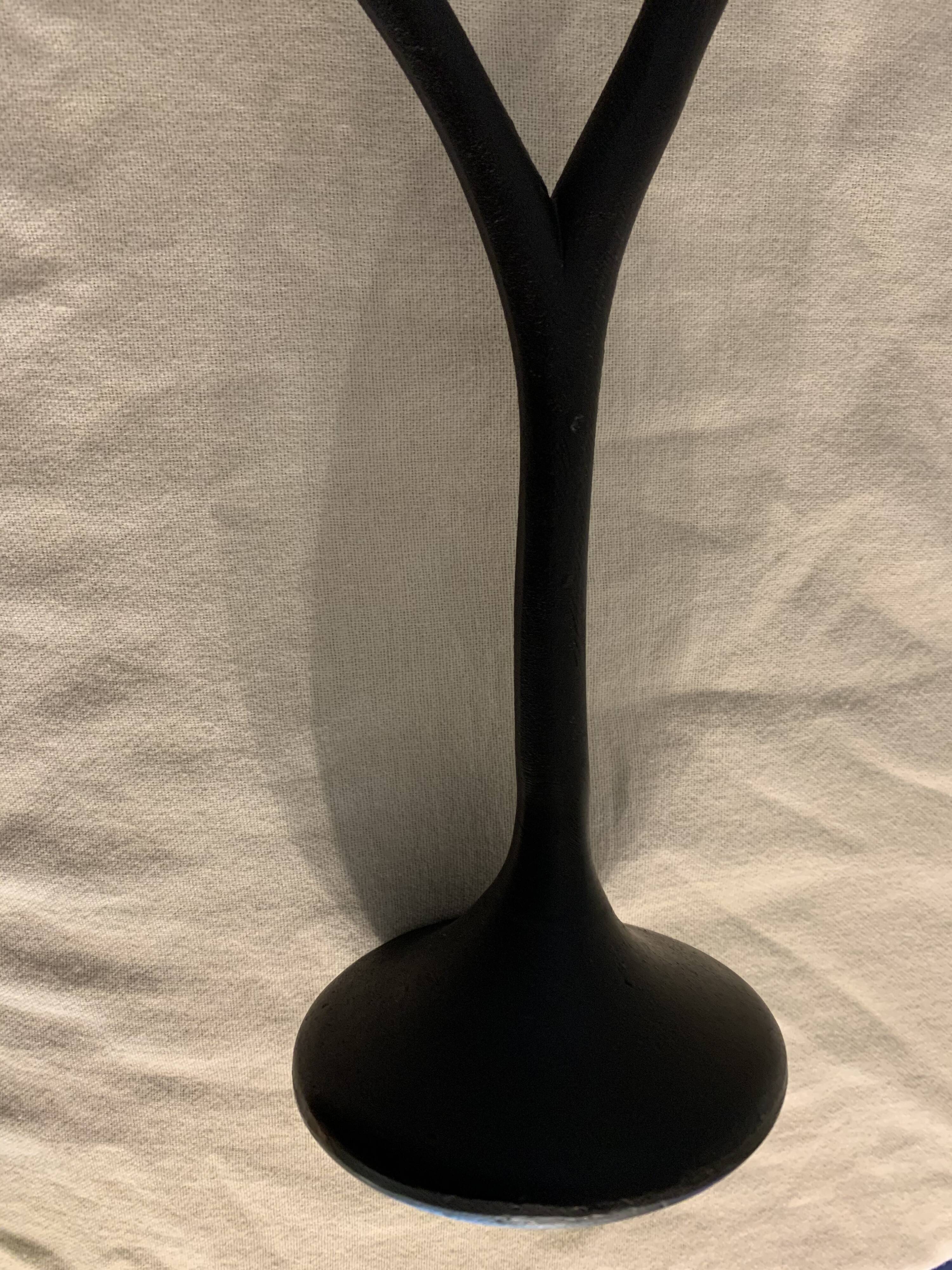 Pair of black candlesticks art deco in steel Habitat 1970