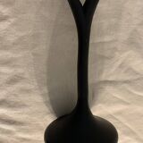 Pair of black candlesticks art deco in steel Habitat 1970