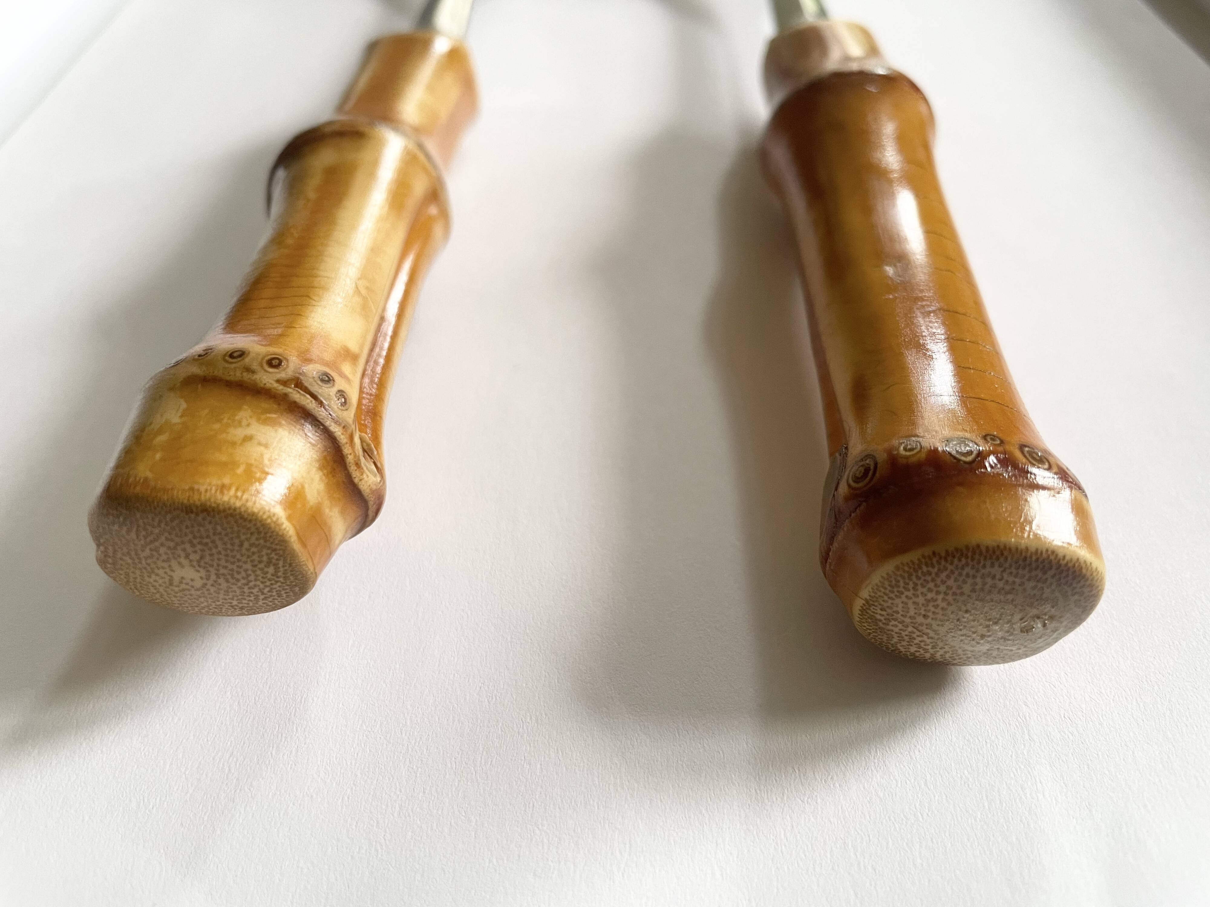 Salad servers with bamboo handles