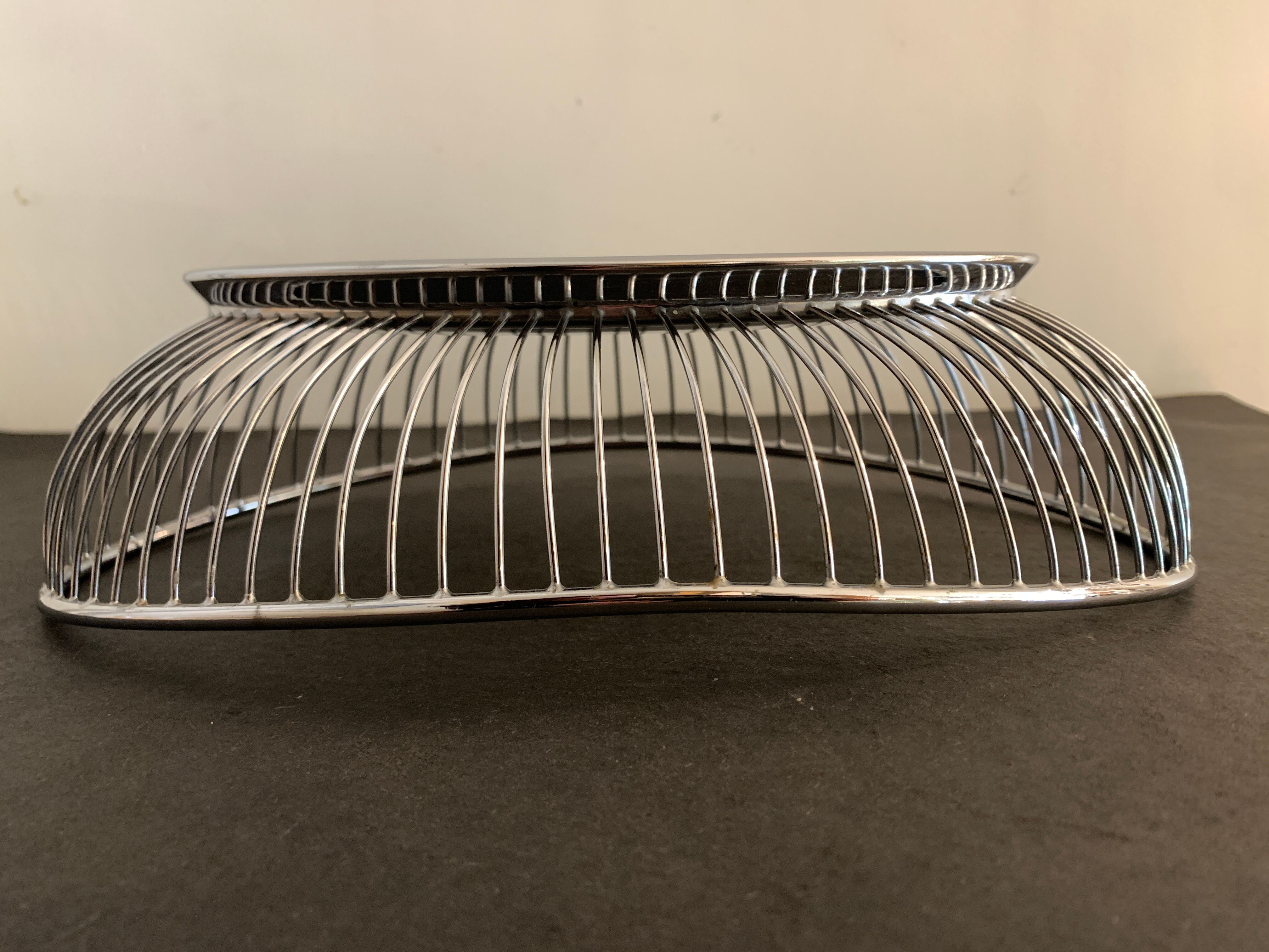 Stainless steel bread basket or fruit basket, Alfra Italy