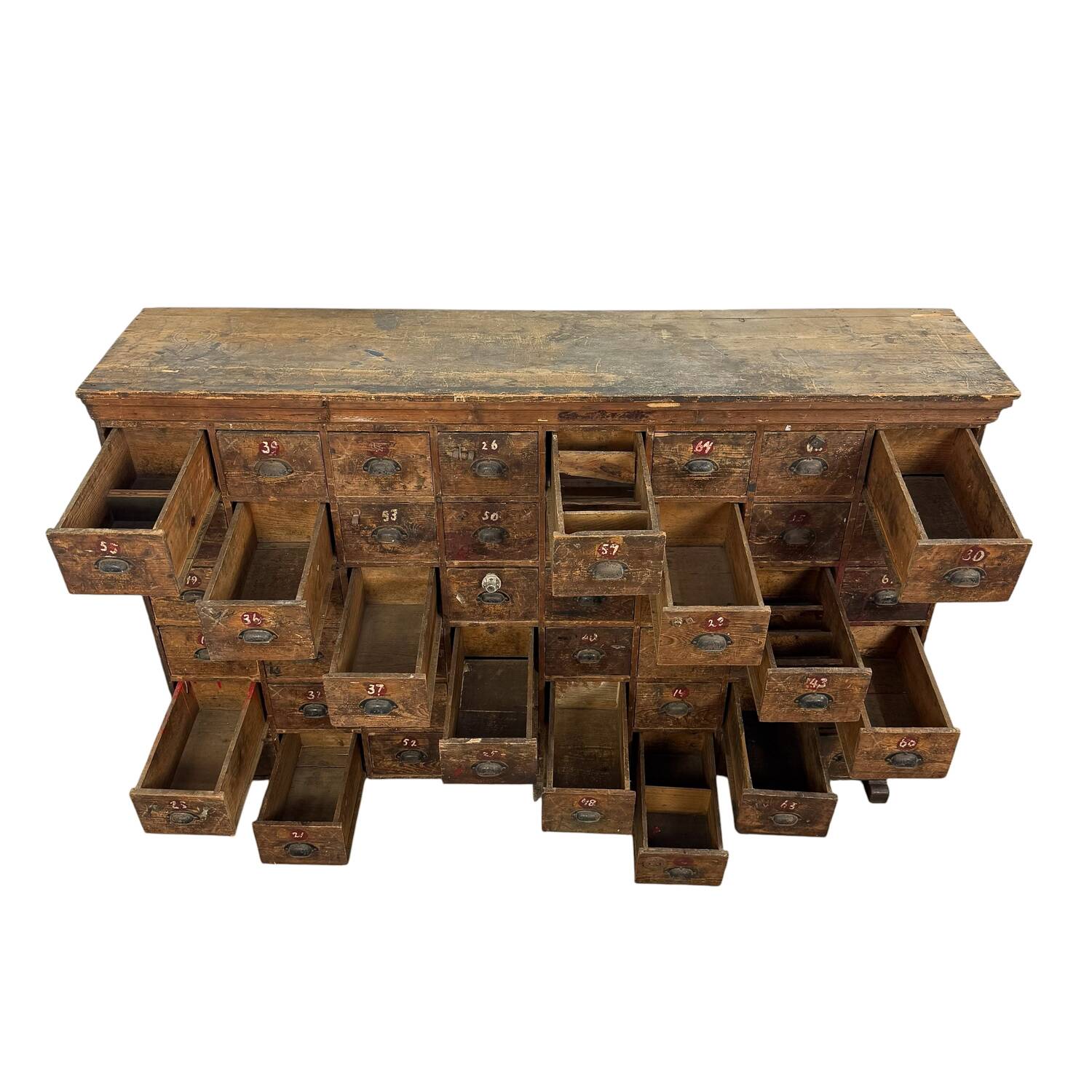 Large Antique Bank of Drawers – 48 Drawer Industrial Cabinet
