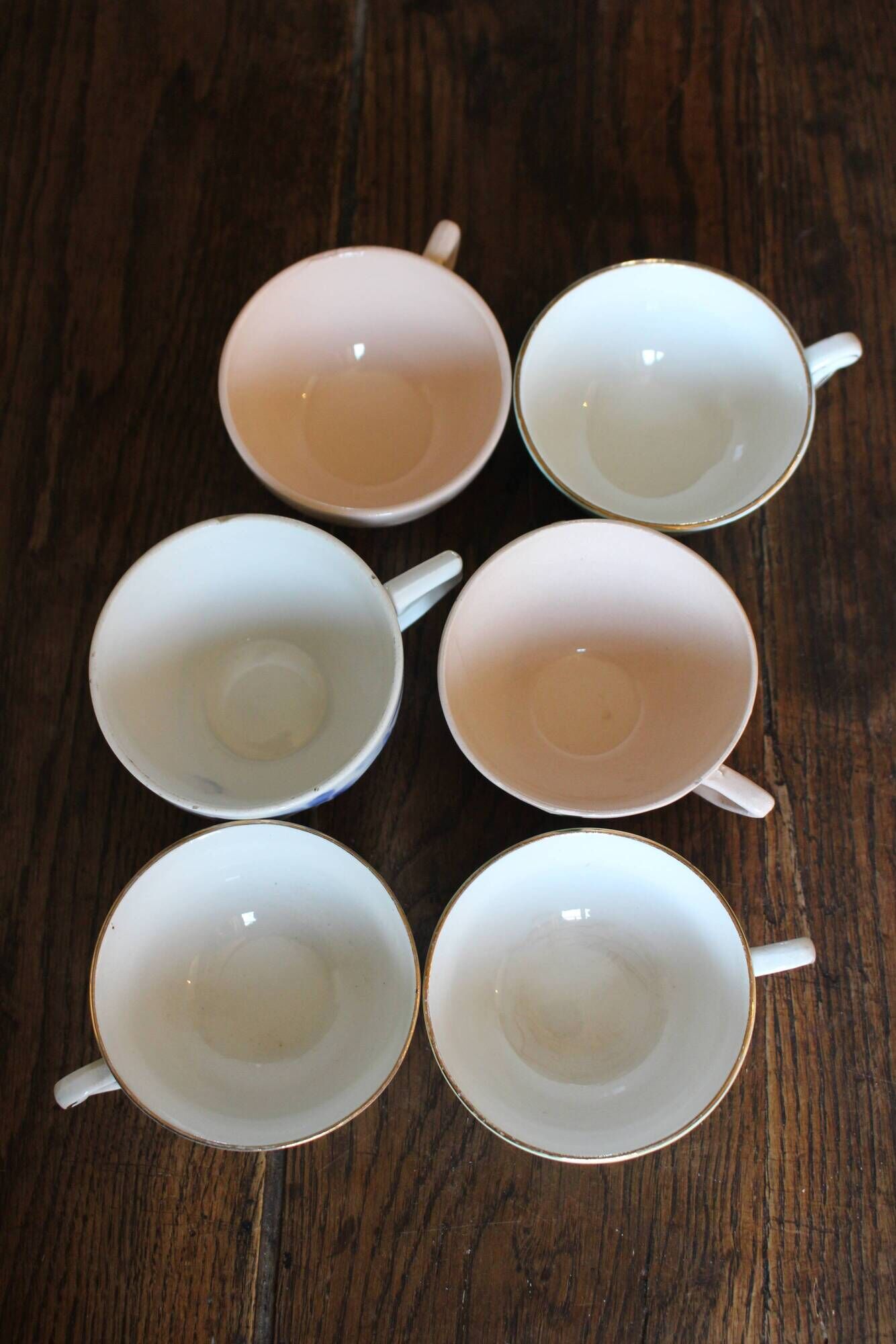 A set of 6 cups Colours Flowers Digoin Céranord Saint Amand