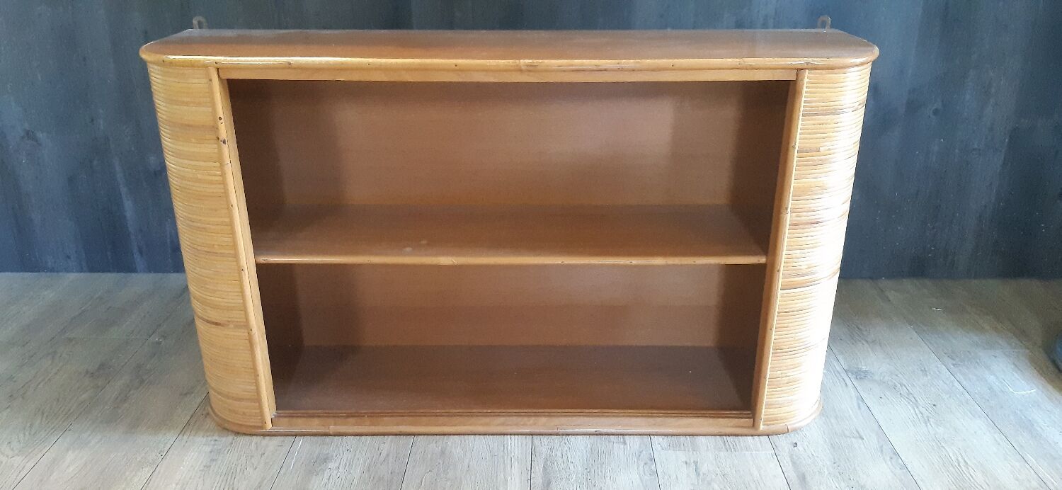 Vitrine étagère murale bois bambou