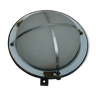 Ancient enamelled wall light white blue border 30cm diameter.