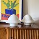 Space age Set of 2 opaline glass table Lamps, Italy 1970s