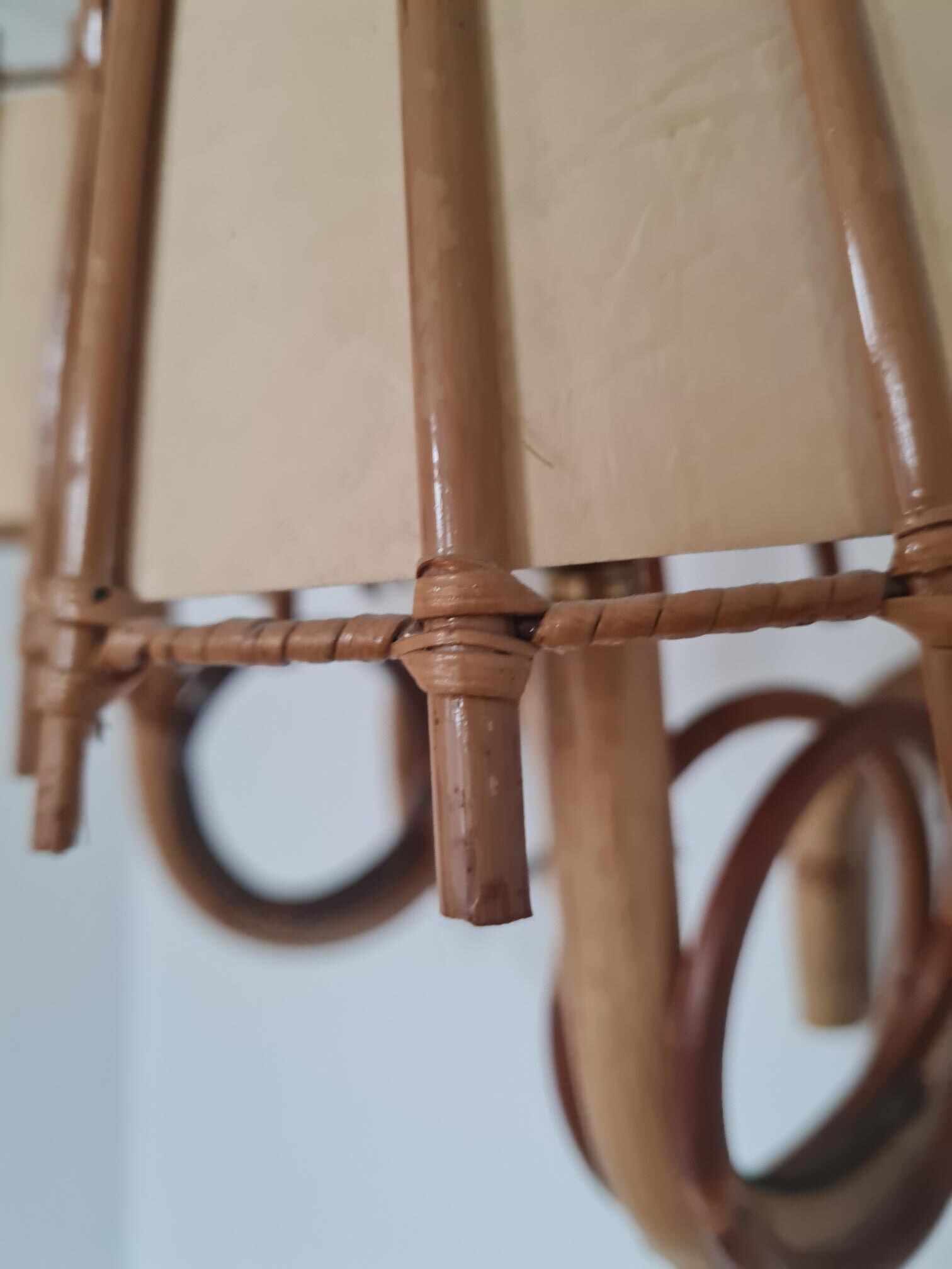 Pair of rattan wall lamps 1960