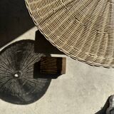 Rattan suspension or shade in the shape of a braided undulating circular tray d:80
