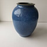 Cobalt blue glazed ceramic vase Signed Monogram NH? - H 21.5cm