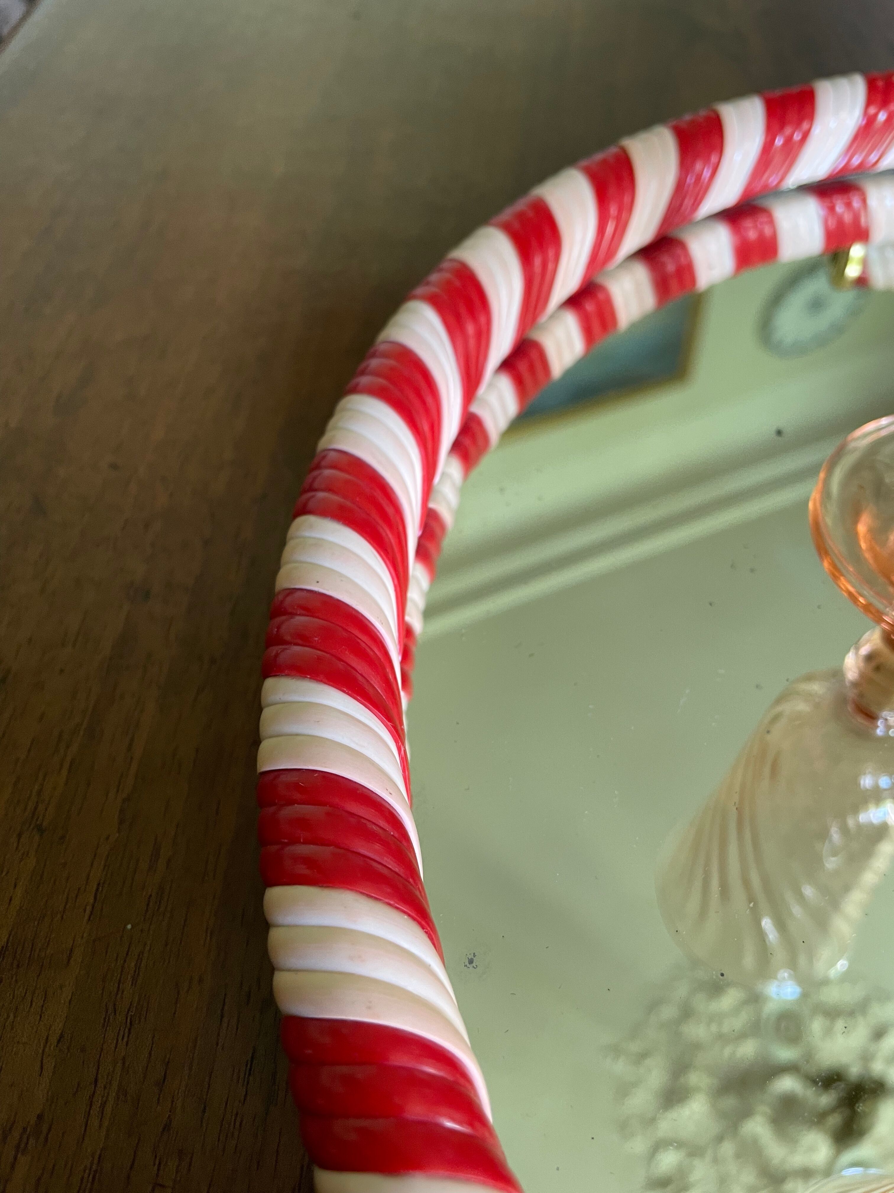 Round mirror tray scoubidou 50s/60s