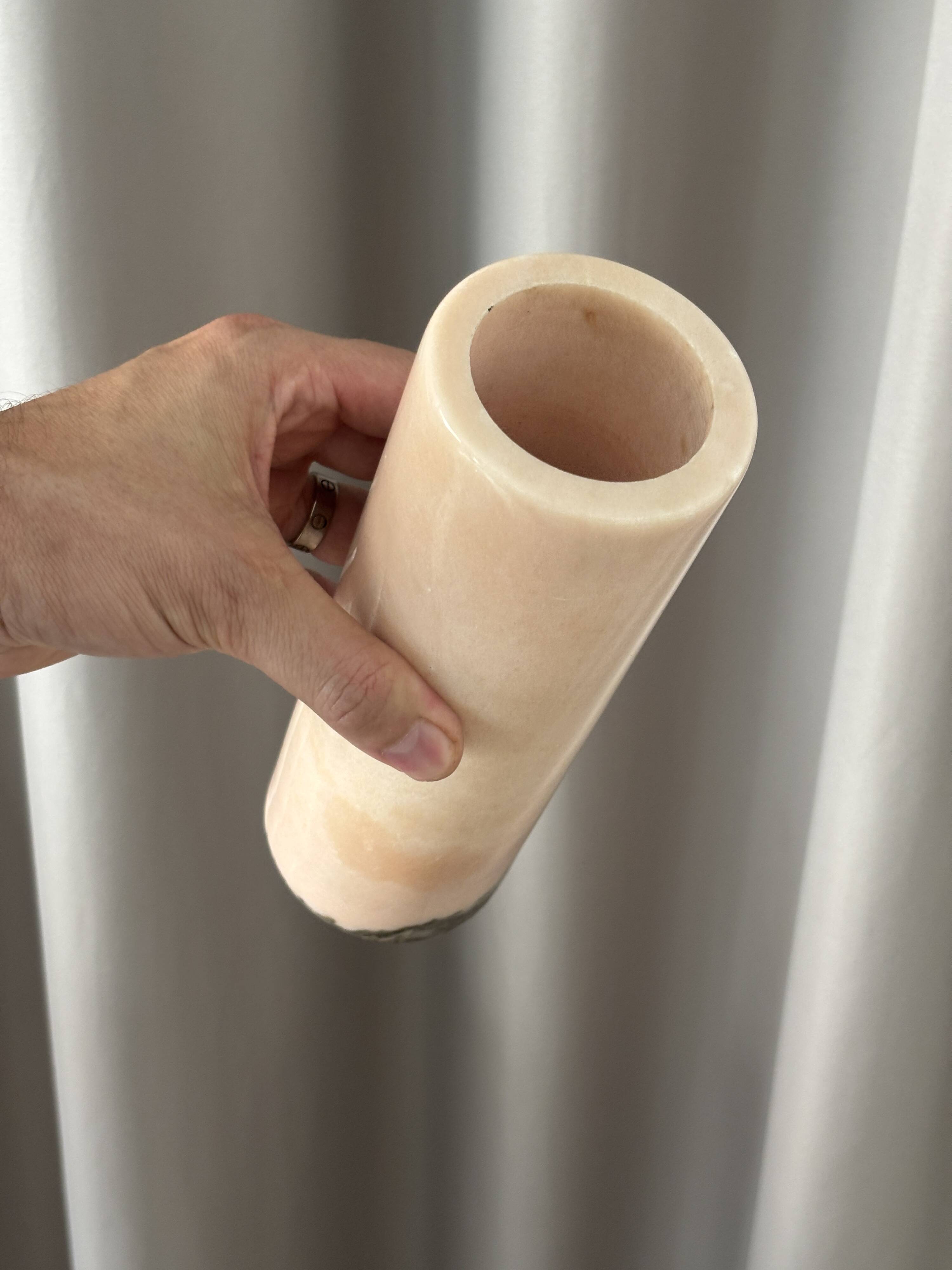 Vintage Pink Marble Cylinder Vase