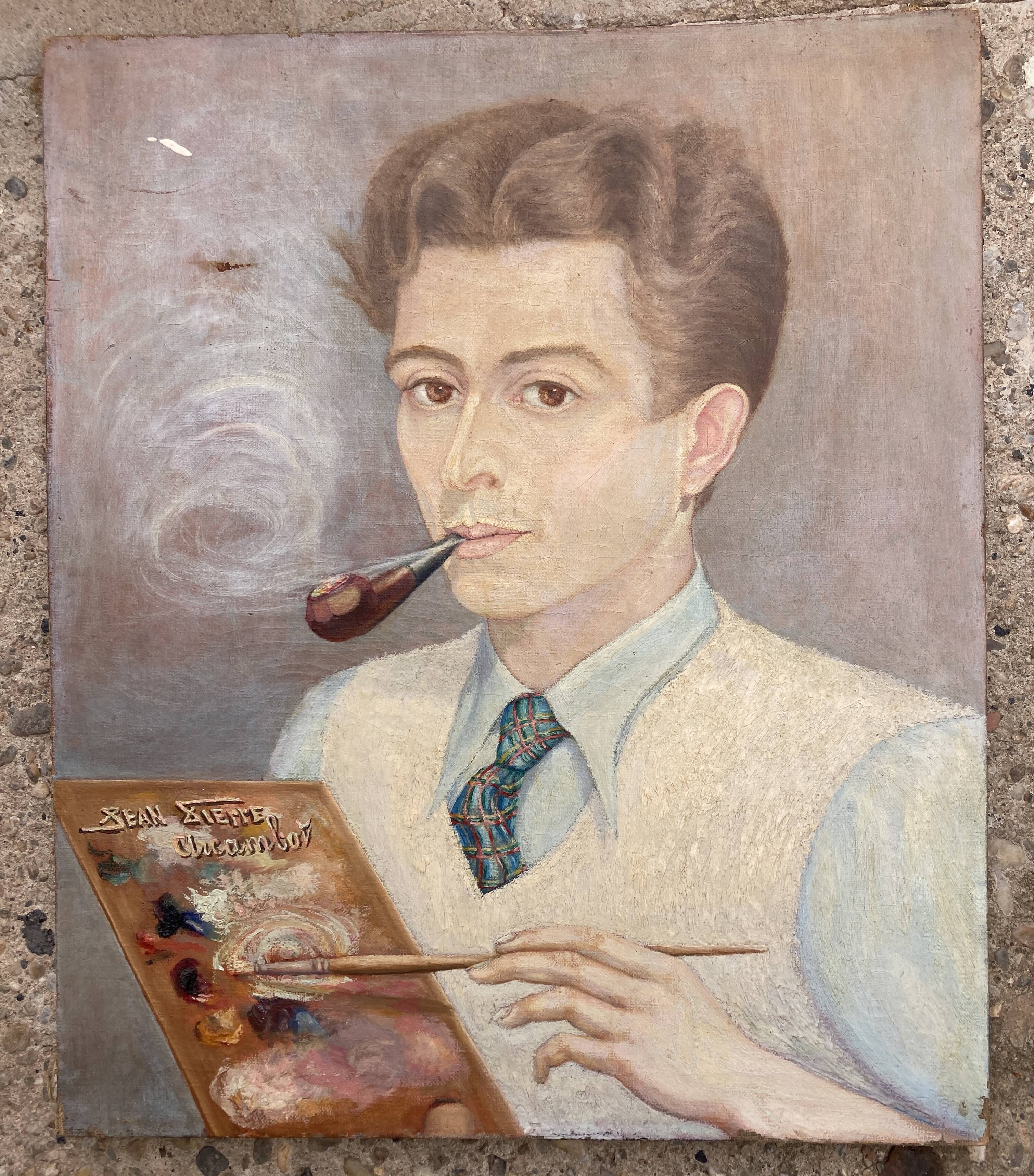 Portrait of a young man with a pipe