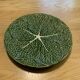 Vintage barbotine dish in the shape of a green cabbage leaf, Portugal