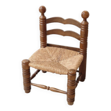 Petite chaise Charles Dudouyt bois et paillage
