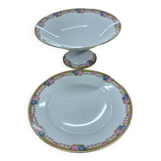 Pair of compotier and cake dish