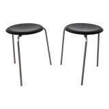 Set of two black "Dot" stools by Arne Jacobsen for Fritz Hansen