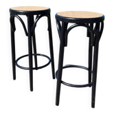 Set of 2 rattan bar stools
