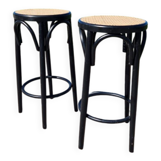 Set of 2 rattan bar stools