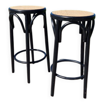 Set of 2 Cane Bar Stools