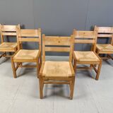 Set of 5 pine wood chairs by GM Mobler, 1960s