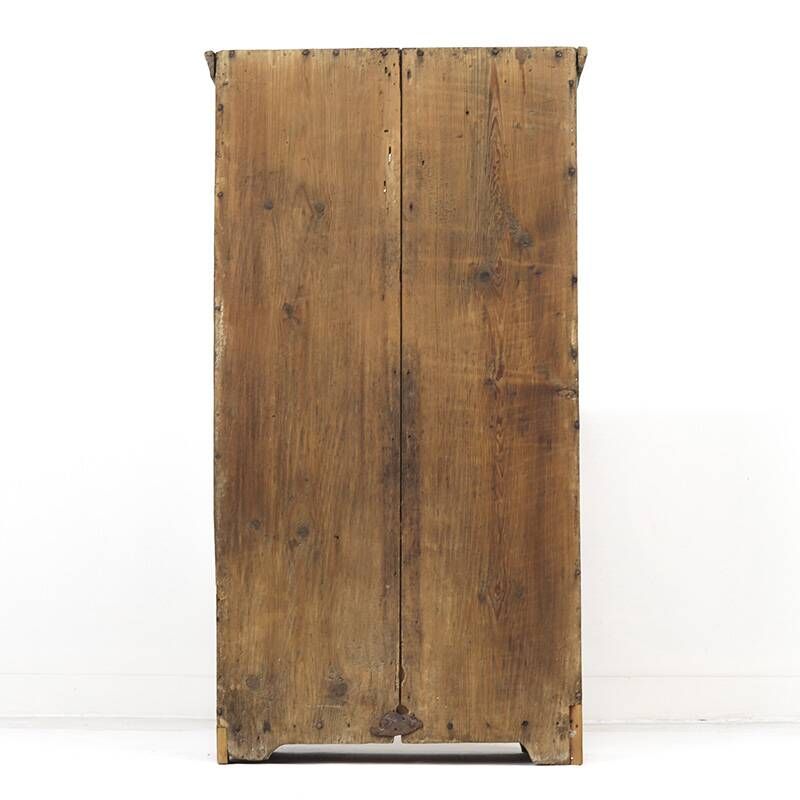 Rustic Weathered Primitive Farmhouse Folk Art Painted Bridal Cabinet