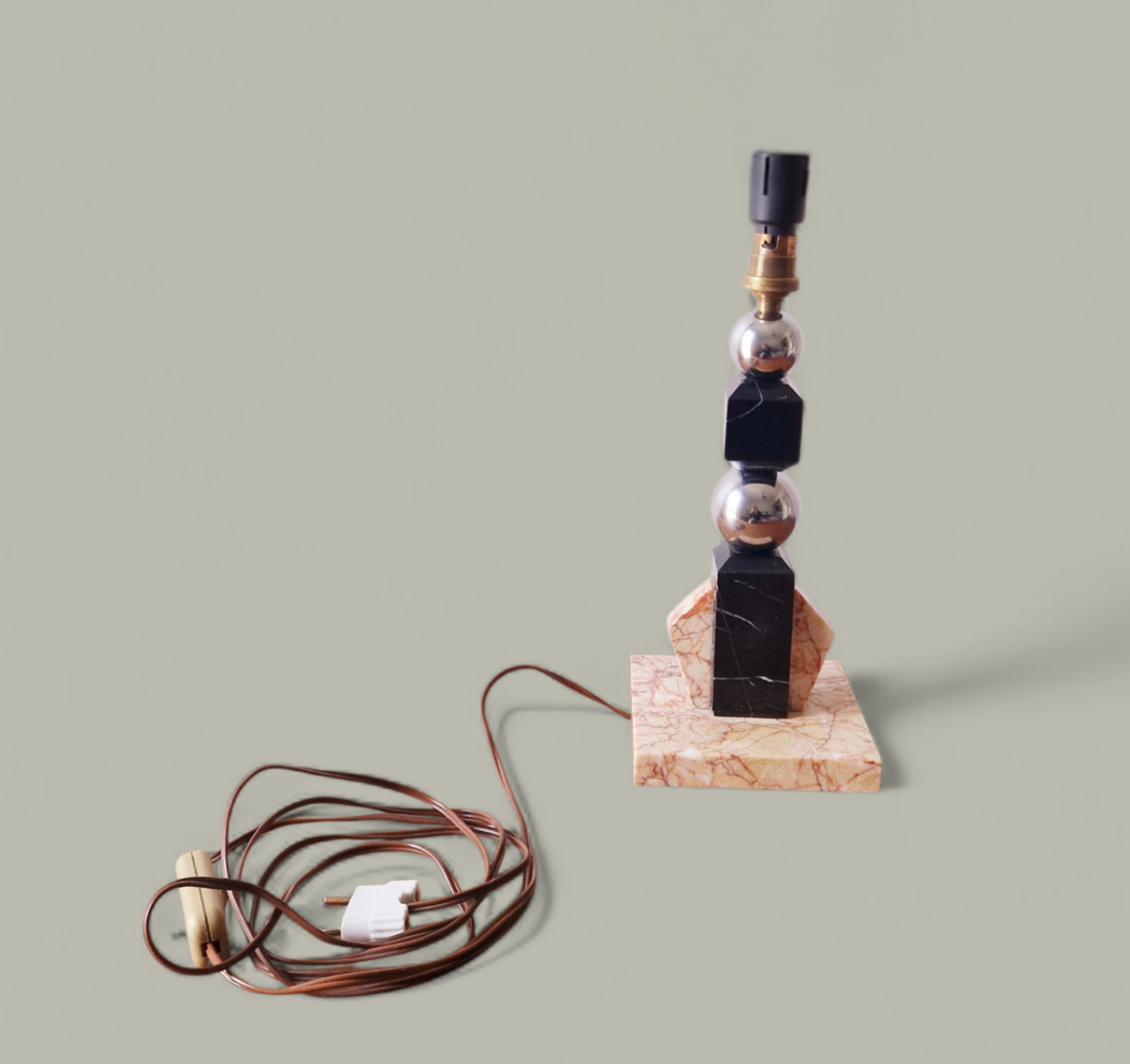 Sculptural lamp in marble and chrome - Modernist Art Deco style