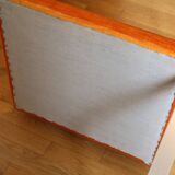 Chrome-plated metal and orange fabric armchair, 1970