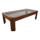 Modernist coffee table in elm and smoked glass, Italy circa 1970.