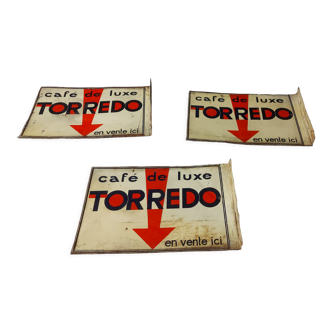 Set of 3 plates in double-sided litho sheet, cafe torredo, by Andreis