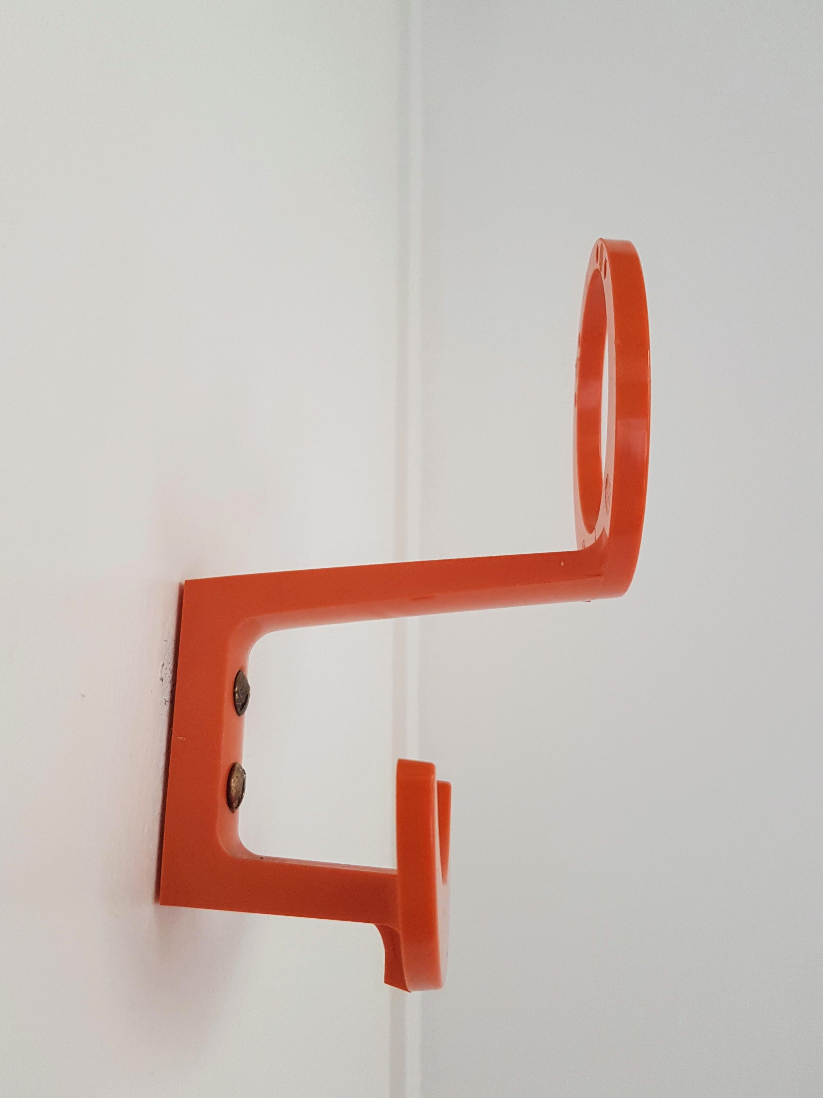 Set of Three Space Age Plastic Orange Wall Hooks by KM Austria, 1960s