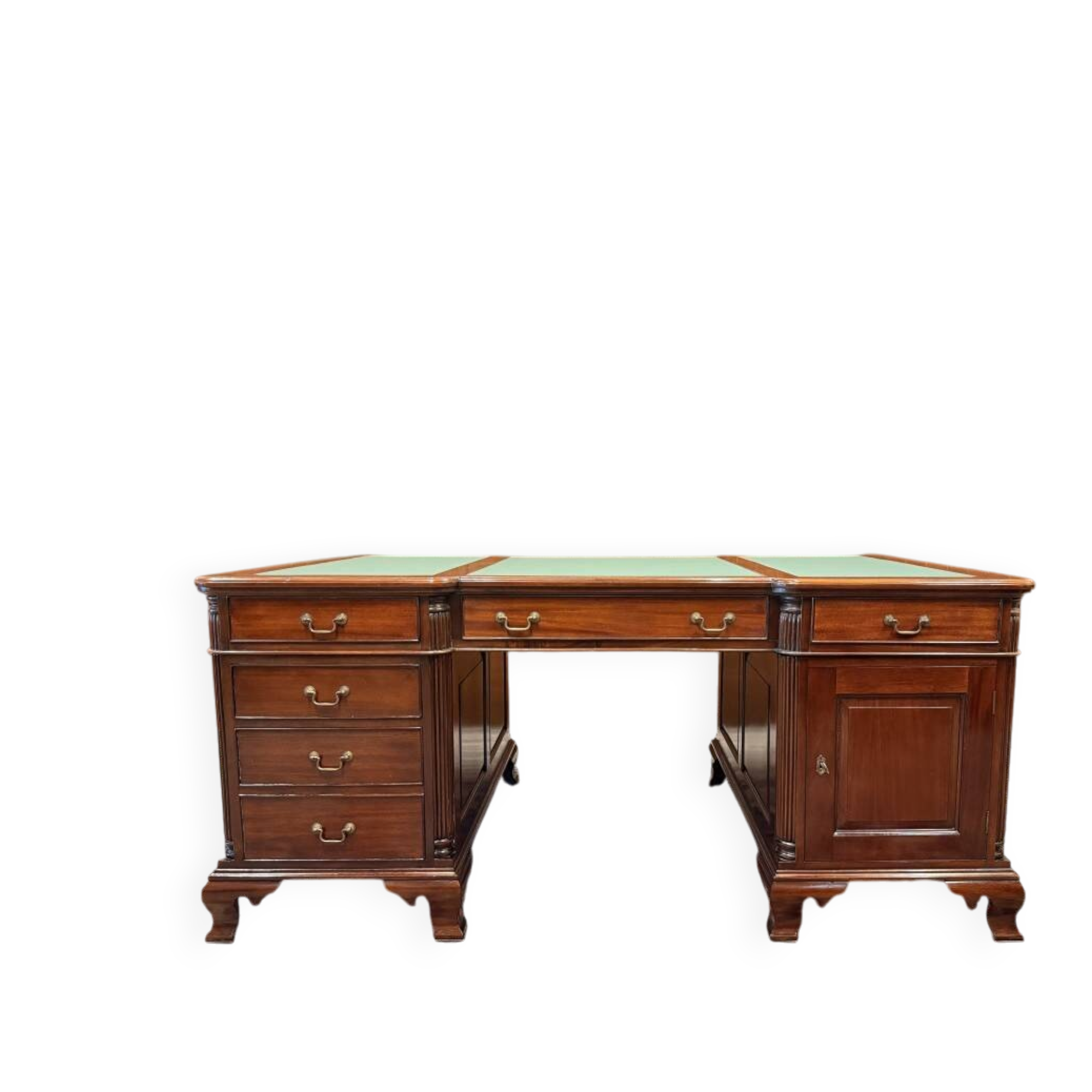 Classic English desk with green leather