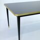Dining Table, High Gloss Laminate, Brass, Tapered Legs, Navy Blue - L