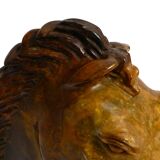 Decorative heavy lifelike 1960's horse head sculpture in brown soapstone