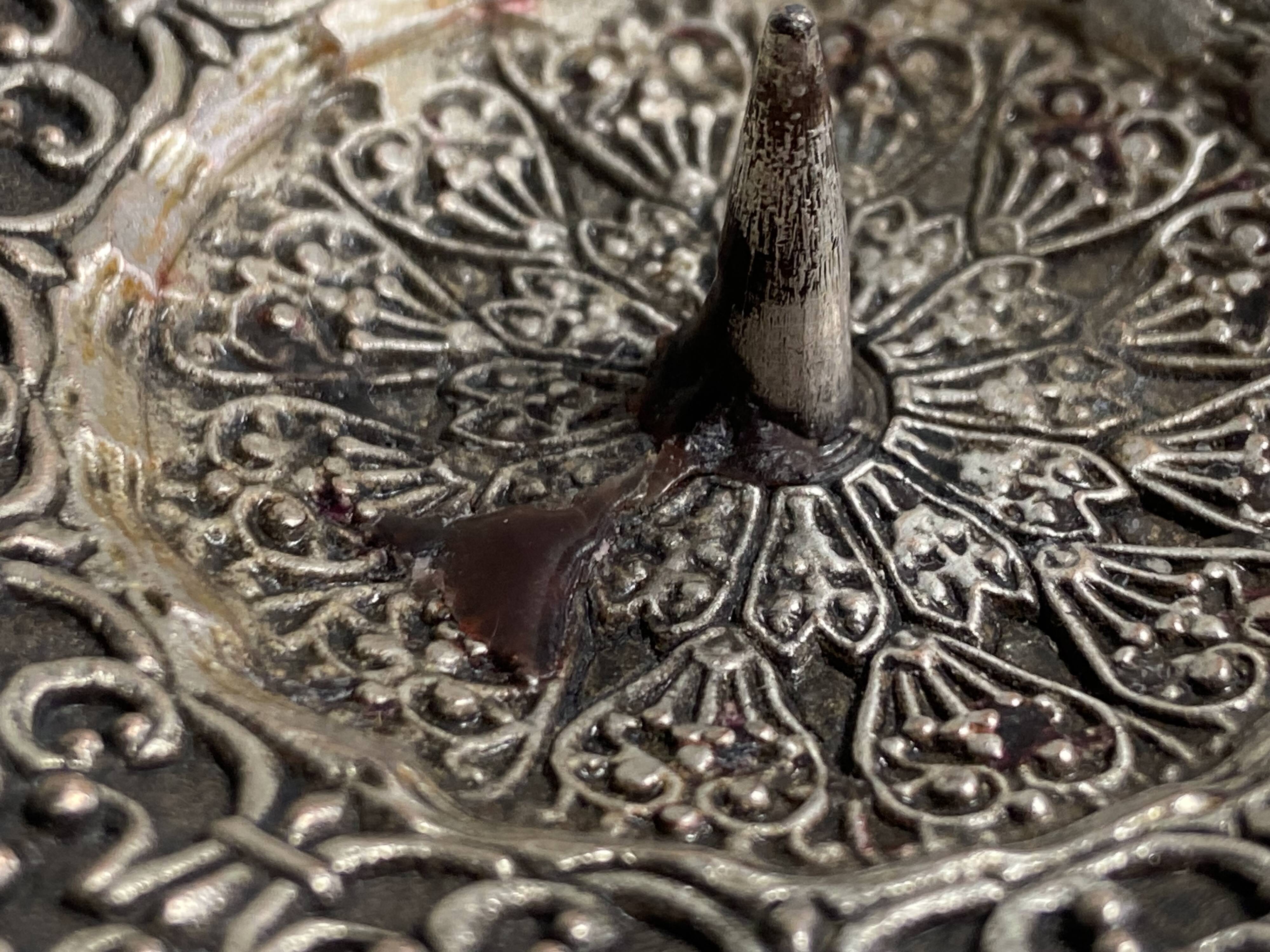 Antique Small Table Candlestick Holder Silver Plated Bronze Chiseled France