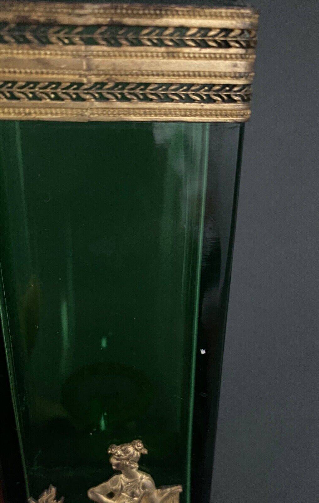 Vase 1900, glass base, bronze enclosure, antique decor