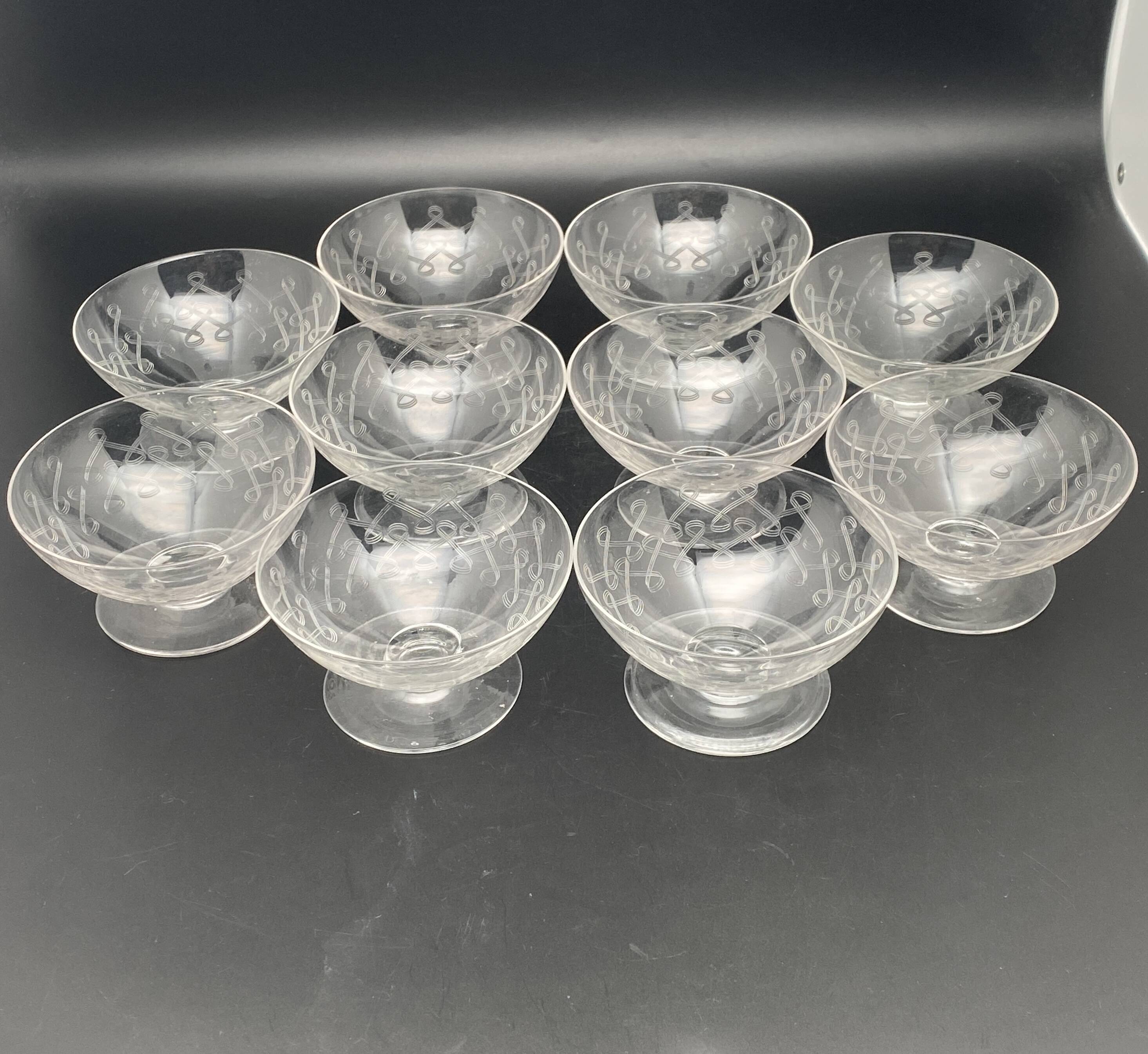 Chiseled crystal champagne glasses