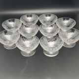 Chiseled crystal champagne glasses