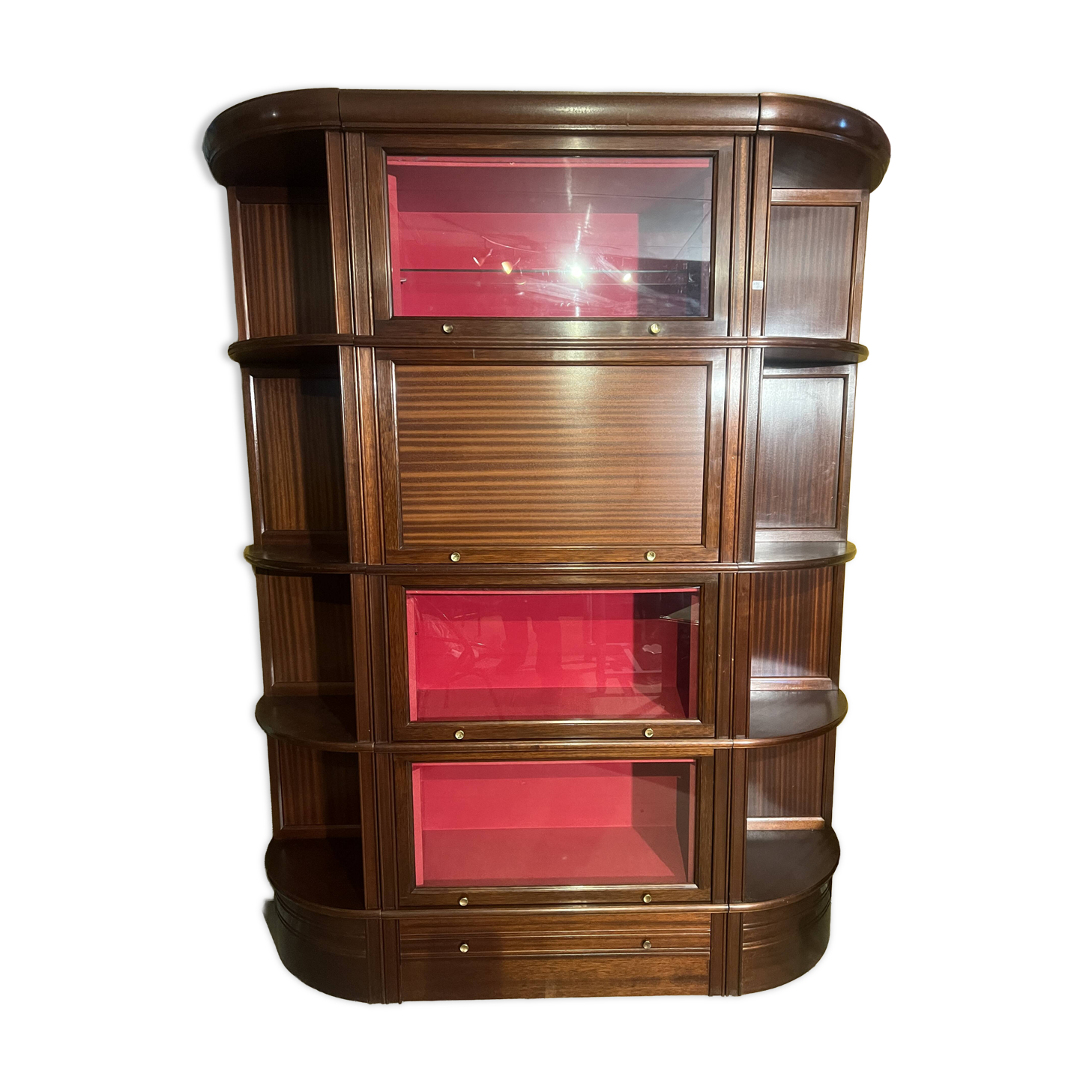Modular display cabinet in mahogany