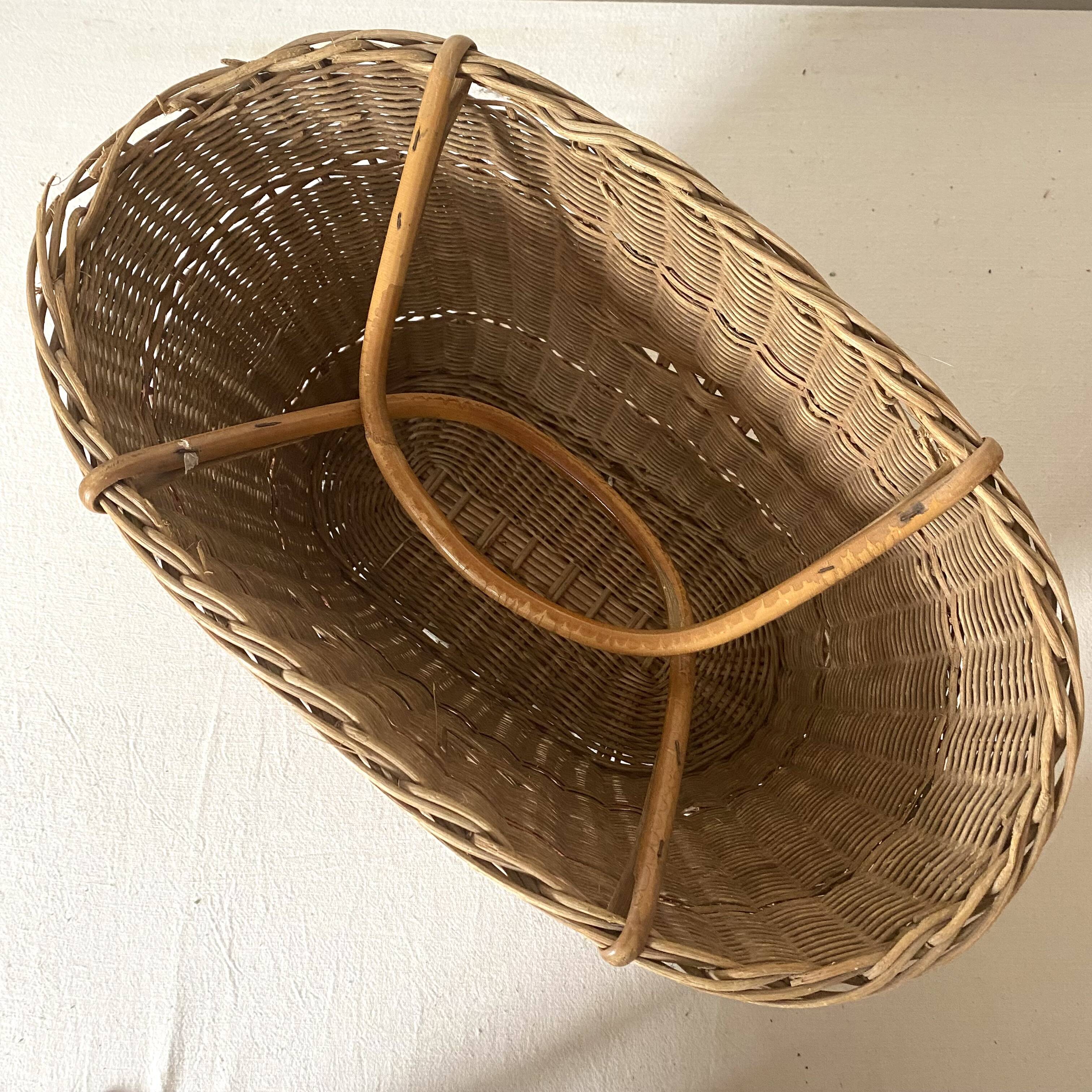 Vintage woven rattan basket from the 50s-60s